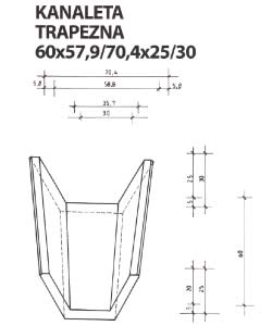 Trapezna betonska kanaleta 60x57,9 / 70,4x25/30 cm